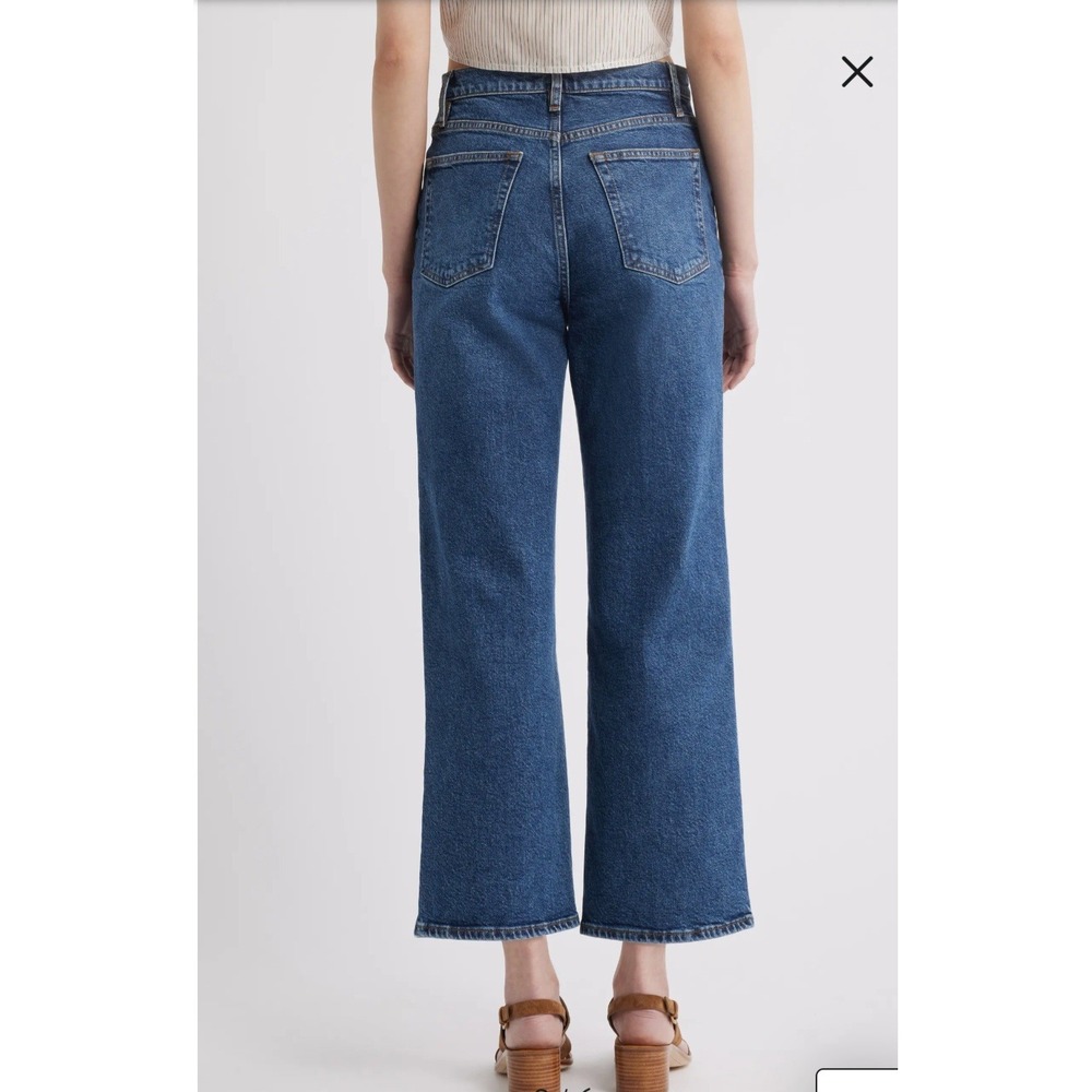 FRAME Le Jane Crop Jeans Medium Wash High Rise Wide Leg Denim Size 30 - Picture 2 of 13